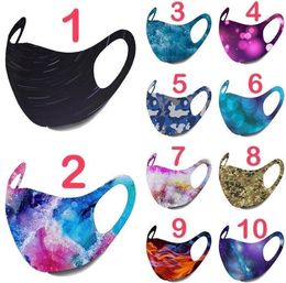 10Colors Starry Print Mask Anti Dust Cover PM2.5 Washable Ice Silk Cotton Masks Starry Sky Flame Camo Ear Hanging Mask GGA3523-1