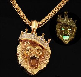 Brilho na coroa escura leão tigre pingente colares de ouro rock rock colares para mulheres jóias homens