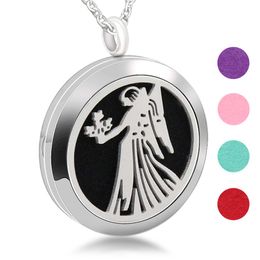 Perfume Aromatherapy Essential Oil Pendant Stainless Steel Angel Girl Pendant Personality Gift Jewelry