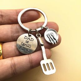 Creative Tableware Keychain Letter Print Personalize Car Keychain Metal Keyring Small Key Chain Ring Father's Day Birthday Gift VT1