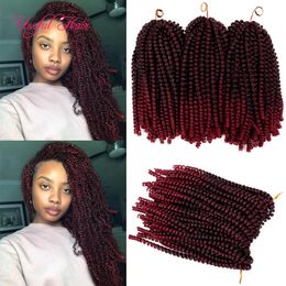 8inch fold Spring twist crochet braids hair extensions for bouncy curl with pre tiwsted in synthetic hair extensions xpression braiding hair