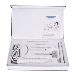 Portable facial high frequency facial wand with 7 tubes skin care shrink pores natural acne treatment machine