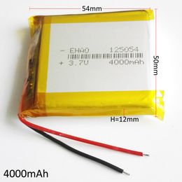 Model 125054 3.7V 4000mAh Lithium Polymer Li-Po Rechargeable Battery For DVD PAD Mobile phone GPS Power bank Camera E-books Recoder TV box