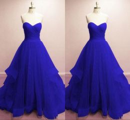 Royal Blue Tulle Pleats Tiered Sweet 16 Dresses Prom Ruffle Strapless Open Back Quinceanera Formal Party Dress vestido de novia Abendkleid