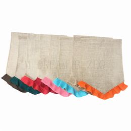 Colourful Ruffle Bunting Garden Flag 31*46cm 14 Colours Banner DIY Jute Bunting Garden Decorations Hanging Flag