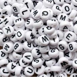 New White Letter Beads Initials Alphabet Acrylic Beads For Jewellery Making 4*7mm Women Children DIY Bracelet Necklace Findings