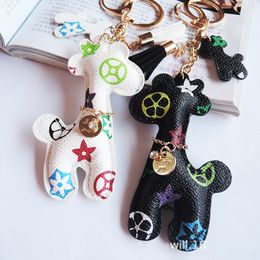 Leather Designer Keyring PU Animal Pendant Bag Charms Keychains Cute Fashion Gift Jewellery Accessories Cartoon Giraffe Key Chains Ring Holders