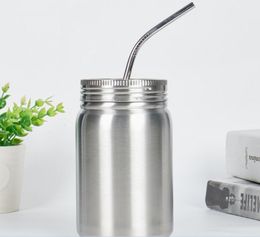 Edelstahl-Vakuumbecher, modisches Einmachglas, einzelne Wasserflasche mit Deckel, Strohhalm, Winter-Wärmeschutzbecher WY308 ZWL