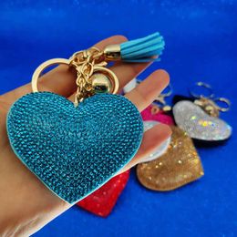 diamond heart Tassle Keychain Carabiner Keychain Key Rings Holder Gold Bag Hangs Fashion designer Jewellery for Women