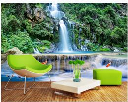 modern living room wallpapers Mountain waterfall flowing water 3D mural landscape background wall