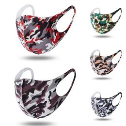 200PCs Designer Camouflage Mask Tvättbar Andningsskydd Mask Lyx Solskyddad Dammsäker Cykling Sport Mouth Cover med Retail Box