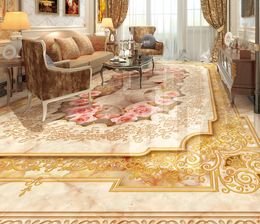 Modern Custom 3D Floor Mural Luxury British style marble parquet 3D floor tile floor tile Self-adhesive PVC Wallpaper