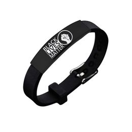 Black Lives Matter Bracelets Bangle for Men Women New Fashion American Protest Black Stainless Steel Silicone Letters Bracelet Jewellery Gifts