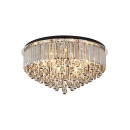 New Dimmable Luxury Smoky Grey Crystal Chandelier Lighting Modern Black Plate Chandeliers Light Led Ceiling Lamps For Living Room Bedroom