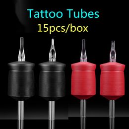 -Descartáveis ​​Tattoo Grips Big Size 35 milímetros de silicone suave de 1,4 polegadas preto Tubes Tattoo vermelho com Limpar Dicas para 15pcs Agulhas Tattoo Abastecimento por caixa