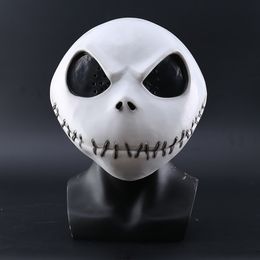Nuovo The Nightmare Before Christmas Jack Skellington White Latex Mask Movie Cosplay Puntelli Halloween Party Malizioso Horror Mask T200703
