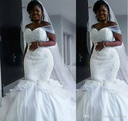 Mermaid Nigerian Wedding Dresses Glamorous Off The Shoulder Garden Country Church Bride Bridal Gowns Custom Made Plus Size