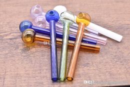 THICK Pyrex Glass Oil Burner Pipe COLOR Glass Oil Burner Tube Pipe 10CM 20MM OD Glass PipeS Oil Nail FREE SHIPPING