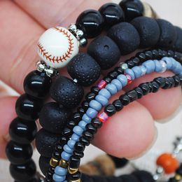 Fashion-ohemian national wind Bracelet multi-layer elastic rice beads hand string European and American jewelry