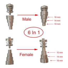 6 in 1 Titanium Nail for Enail Universal Domeless 10mm 14mm 18mm Male Female Joint Dabbing Nails For Dabs Rig