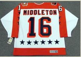 Custom Men Youth women Vintage #16 RICK MIDDLETON 1984 Wales "All Star" CCM Hockey Jersey Size S-5XL or custom any name or number