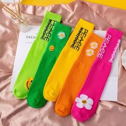 Baby Socks Kids Daisy Letter Printed Stockings Boys Girls Floral Printed Colourful Knee High Socks Ins Loose Socks Fashion Calf Sock BYP643