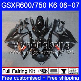 Body For SUZUKI Stock black full GSXR 750 600 GSX R600 R750 GSXR750 06 07 296HM.27 GSX-R600 06 07 GSXR-750 K6 GSXR600 2006 2007 Fairings kit