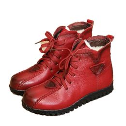 Hot Sale-2018 new Everest Genuine Leather Boots women Female shoes Autumn Winter short Boots flats lace up ankle