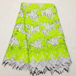 5Yards/pc Wonderul white african milk silk fabric with rhinestone and lemon embroidery french mesh lace for dress LS15-4