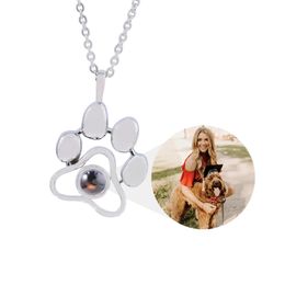 MIDY Custom Pet Photo Projection Necklaces Pendant Dog Cat Animal Picture Memory Jewellery Gift Dropshipping