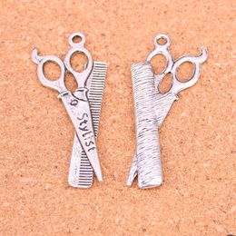 26pcs Charms barber scissor comb stylist Antique Silver Plated Pendants Making DIY Handmade Tibetan Silver Jewelry 24*53mm