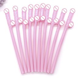 Party Decoration 10 pcs Drinking penis straws Bride Shower Sexy Hen Night Willy Penis Novelty Nude Straw for Bar Bachelorette