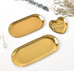 Nordic style brass jewelry storage tray pastry jewelry plate tray decoration pendulum storage tray pastry small dish