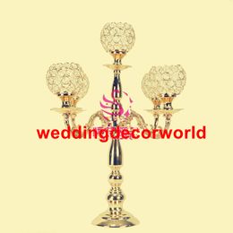 New styleGold Flower Vases Candle Holders Stand Wedding Decor Road Lead Table Centerpiece Rack Pillar Party Candlestick Candelabra decor0802