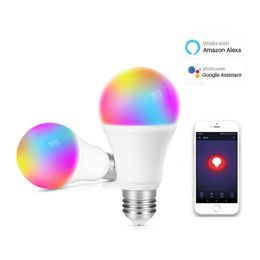 Умные светодиодные лампочки Wi -Fi светодиодные лампочки 7W RGBCW Magic Light совместим с Alexa Google Smart Home