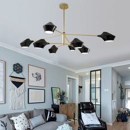 Modern Luxury Designer Black Gold White Long Led Ceiling Suspended Chandelier Light Lamp for Hall Bedroom Corridor Living Room