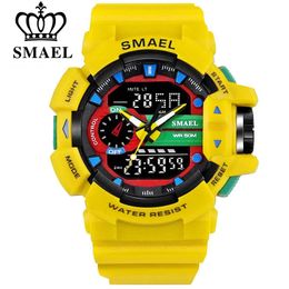 SMAEL Men Sports Watch Military Watches LED Quartz Dual Display Waterproof Outdoor Sport Men's Wristwatches Relogio Masculino LY191213