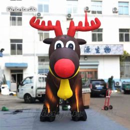 Outdoor Inflatable Christmas Reindeer 4m Christmas Decorative Animal Mascot Cute Blow Up Reindeer For Xmas Decoration