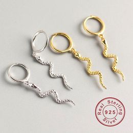 100% Real Pure 925 Sterling Silver long snake hoop earrings Simple Ear Piercing wedding Jewellery gifts Bohemia Bijoux Brincos