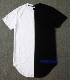 Half black white New Designer 2016 Men Summer Dress Tee Tshirt Hip Hop Street Fashion T shirt Casual Short Sleeve T-shirt