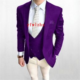 New Style One Button Handsome Peak Lapel Groom Tuxedos Men Suits Wedding/Prom/Dinner Best Man Blazer(Jacket+Pants+Tie+Vest) W196