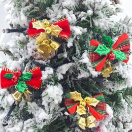 Bowknot Bell Christmas Tree Decoration Plaid Bowknot Xmas Tree Ornaments Kids Gifts Bowknot Decor Christmas Wedding Ornament