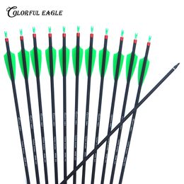 28/30/31" Archery Arrow Outdoor Carbon Arrows Spine 500 with replaceable Arrowheads for Compound Recuve Bow Arrow Hunting shooting