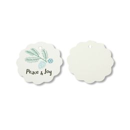 5.3cm round white hang tag with printed peace and joy 200pcs memo tags baking packing hangtags ropes