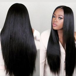 Female long straight hair long simulation hair Black Blonde black split Africa wig chemical Fibre headgear