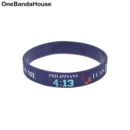 1PC Philippians 4:13 Silicone Bracelet I Can do all things through Christ Who Strengthens me Adult Size Purple