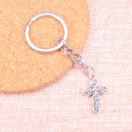 New Keychain 27*17mm cross Pendants DIY Men Car Key Chain Ring Holder Keyring Souvenir Jewellery Gift