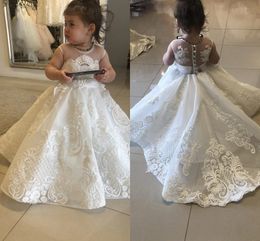 Expensive Nigerian Lace Flower Girl Dresses For Wedding 2020 Cap Sleeve Sheer Jewel Party Dress Toddler Girls Pageant Dresses Vestidos De
