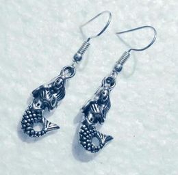 NEW Mermaid fish scale Charm Dangle Earring Mermaid scale Silver Earrings Fashion Accessories Woman Holiday Gift Beach Jewelry 625