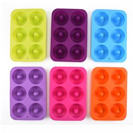 6 Cavity Non-Stick Donut Mould Donuts Muffin Cake Silicone Doughnut Baking Mold Bakeware Moulds Pan DIY Jelly Candy 3D Molds DBC BH2996